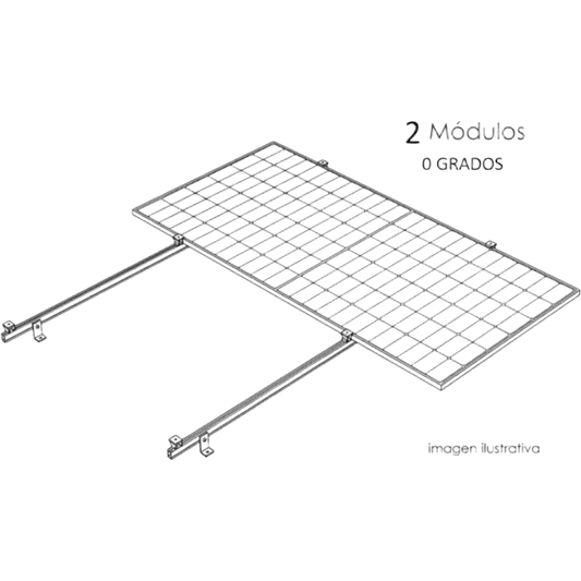 Kit Basel Sistema de Montaje Fotovoltaico Para 2 Módulos a 0° / Velocidad de Viento 170 km/h / Módulo 2.382 m x 1.134 m (7.81 ft x 3.72 ft)