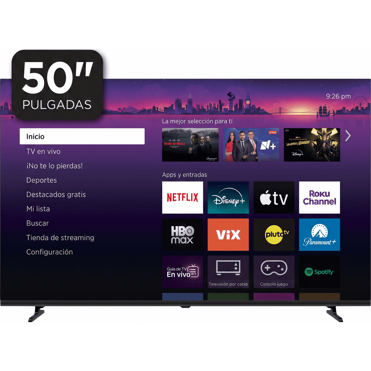 ROKU SmartTV QLED 50 Pulgadas / Resolucion 4K UHD / Dolby Audio / 3 puertos HDMI / WiFi / VESA 200x200 mm