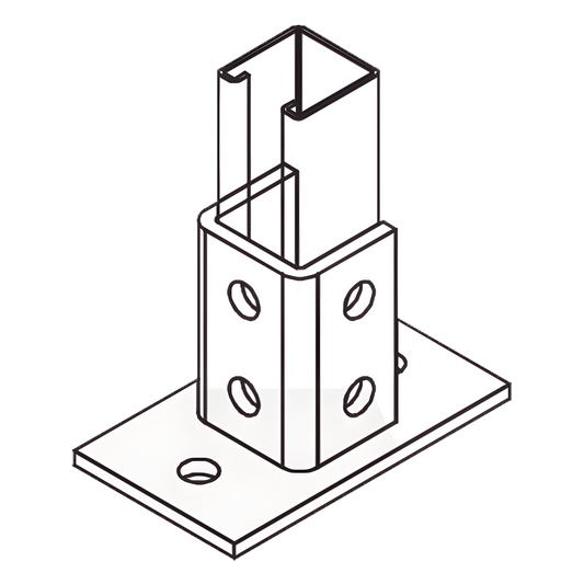 Base Rectangular con 2 perforaciones para Perfil Sencillo.