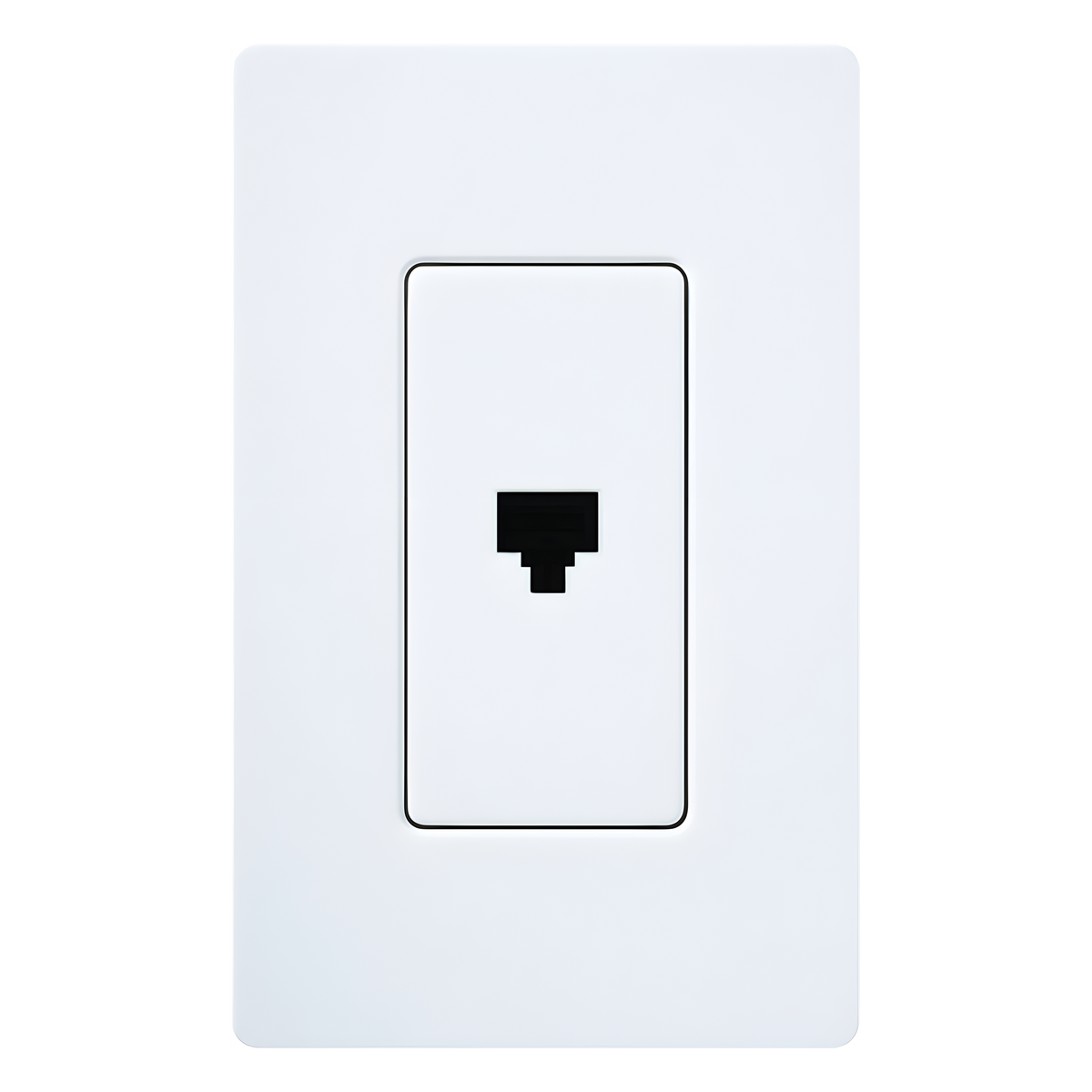 Jack telefónico de pared RJ11 de 6 conductores, diseño a ras de pared, color blanco, para placas Lutron Claro y Satin Colors (placa se vende por