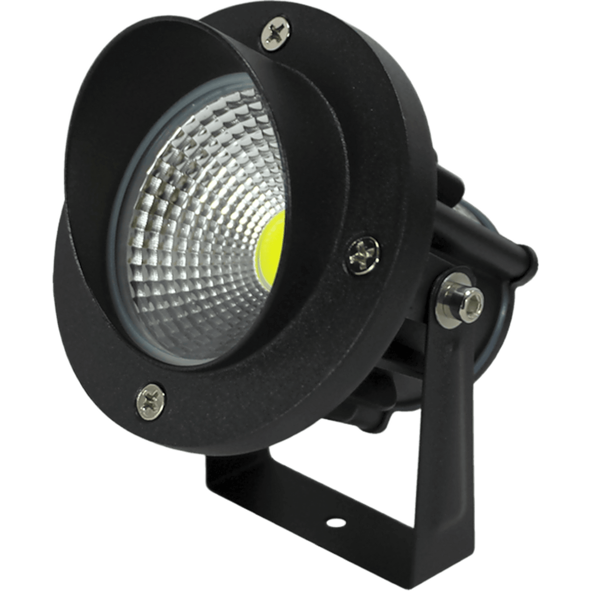 Luminario LED Tipo Estaca / COB / 12W / 110-240V~ 60Hz / IP65 / 2700 K Luz Cálida / Ángulo de Luz 36° / Cabeza Ajustable 45° a 85° / Aleación de