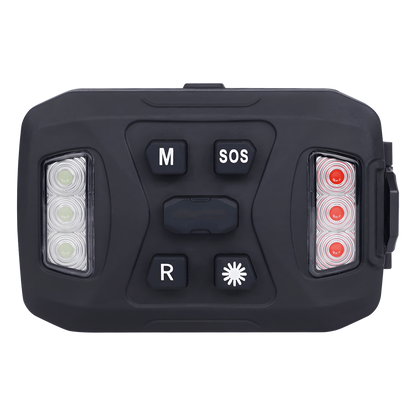 Luz Auxiliar Recargable, 26 LEDs, Rojo/Azul/Blanco, Incluye Clip y Base Magnética