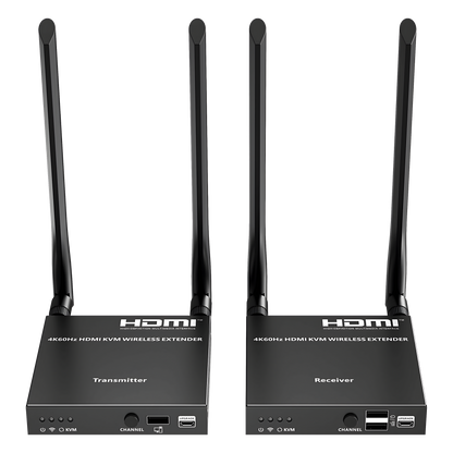 Extensor Inalámbrico HDMI| Con KVM | 4K@60Hz 4096x2160 | Tecnología ipcolor | Banda 5G 5.18-5.24 GHz | Distancia 50 m | Conexión de Hasta 1 a 4