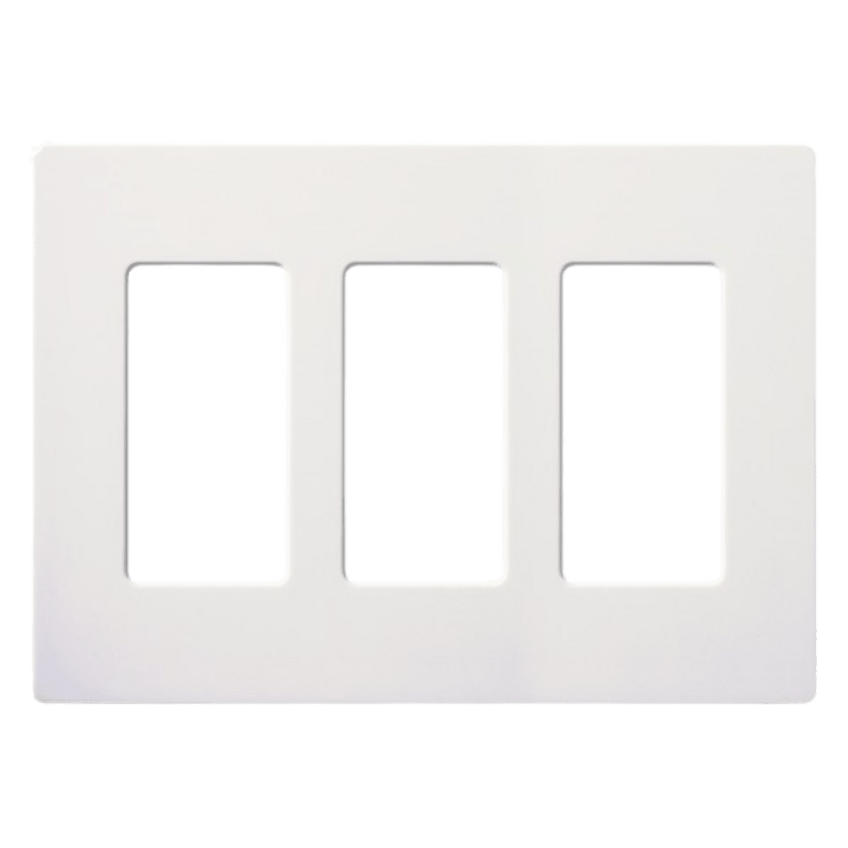 Placa de pared Claro de 3 espacios sin tornillos visibles, color blanco brillante, para atenuadores, apagadores y controles Pico Lutron