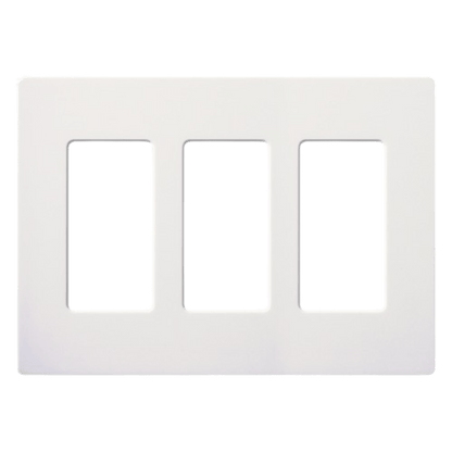 Placa de pared Claro de 3 espacios sin tornillos visibles, color blanco brillante, para atenuadores, apagadores y controles Pico Lutron