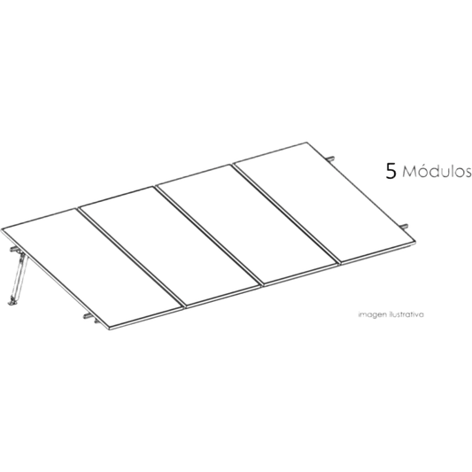Kit Basel Sistema de Montaje Solar para 5 Módulos / Inclinación 10° / Para Módulo 645 W / Dimensiones del Módulo 2.382 m (7.8 ft) x 1.134 m (3.7 ft)