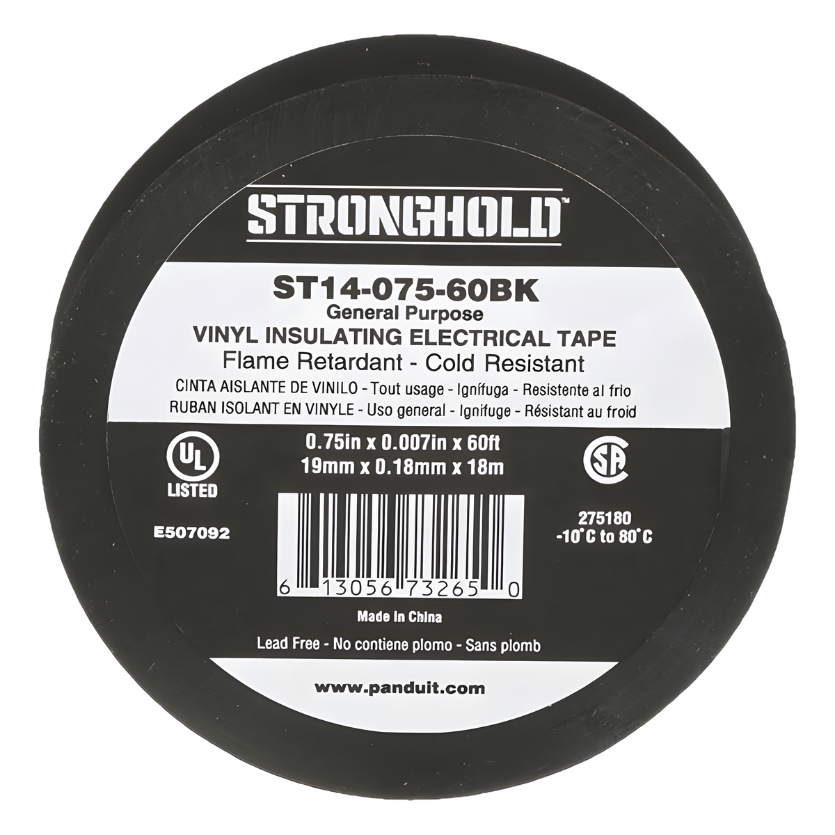 Cinta Eléctrica STRONGHOLD para Aislar, de PVC, Uso General Reparación y Mantenimiento, Grosor de 0.18mm (7 mil), Ancho de 19mm, y 18m de Largo
