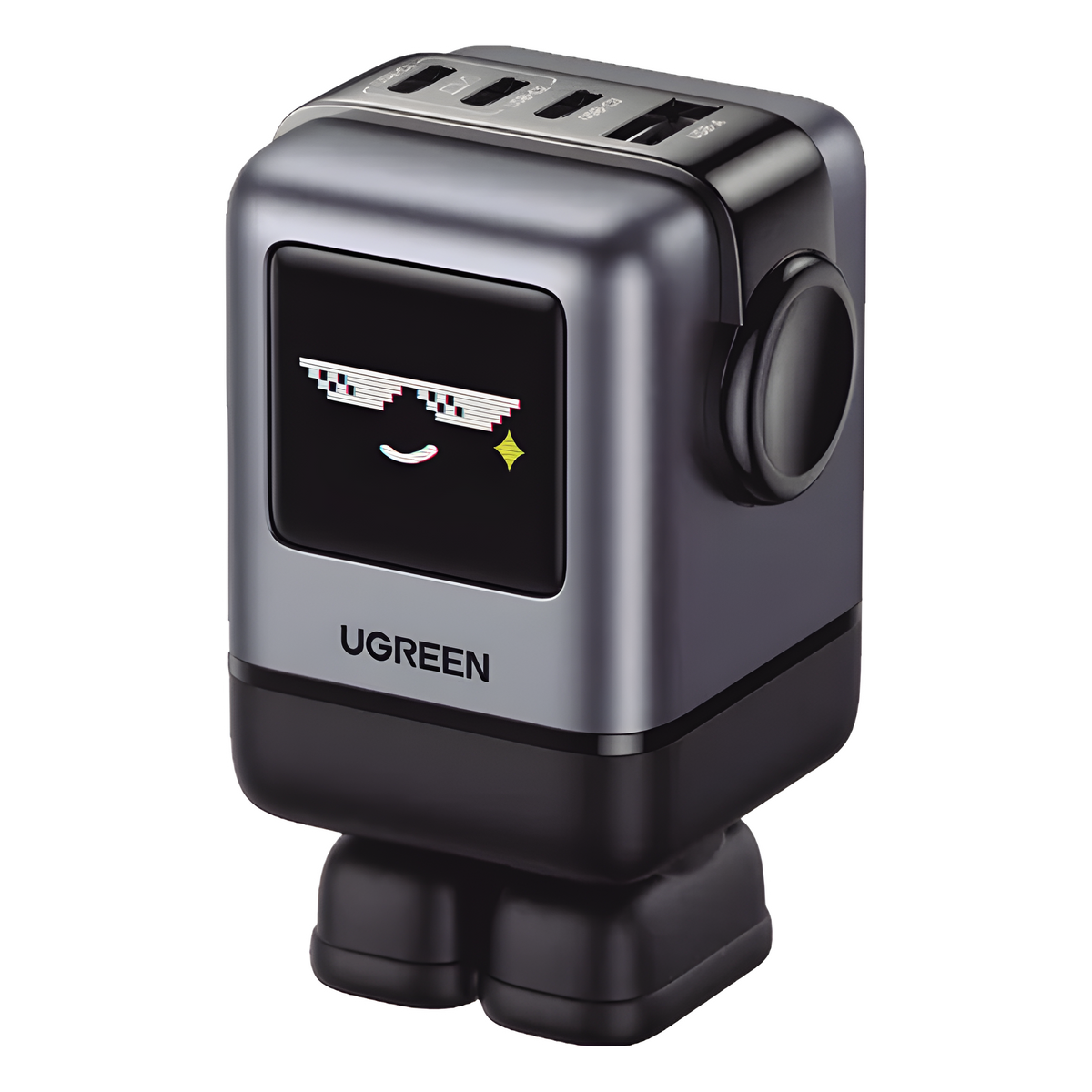 Cargador RobotGaN de 100W Serie UNO | 4 Puertos de Carga Rápida | 3 USB-C | 1 USB-A | PD 3.0 | QC 4.0 | Carga Inteligente | Tecnología GaN II |