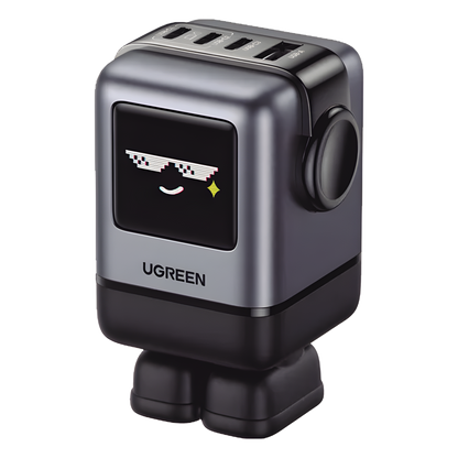 Cargador RobotGaN de 100W Serie UNO | 4 Puertos de Carga Rápida | 3 USB-C | 1 USB-A | PD 3.0 | QC 4.0 | Carga Inteligente | Tecnología GaN II |