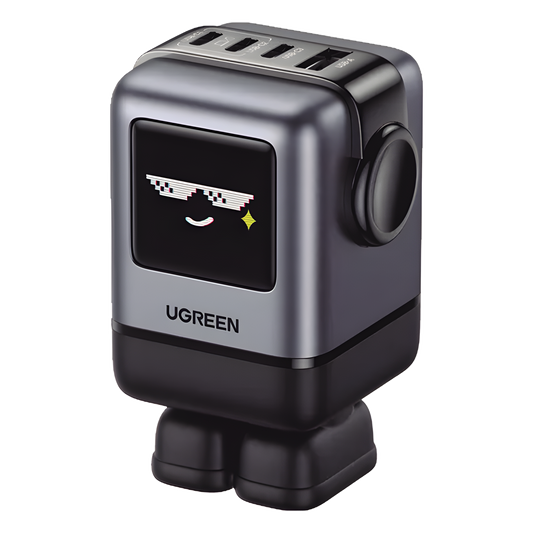 Cargador RobotGaN de 100W Serie UNO | 4 Puertos de Carga Rápida | 3 USB-C | 1 USB-A | PD 3.0 | QC 4.0 | Carga Inteligente | Tecnología GaN II |