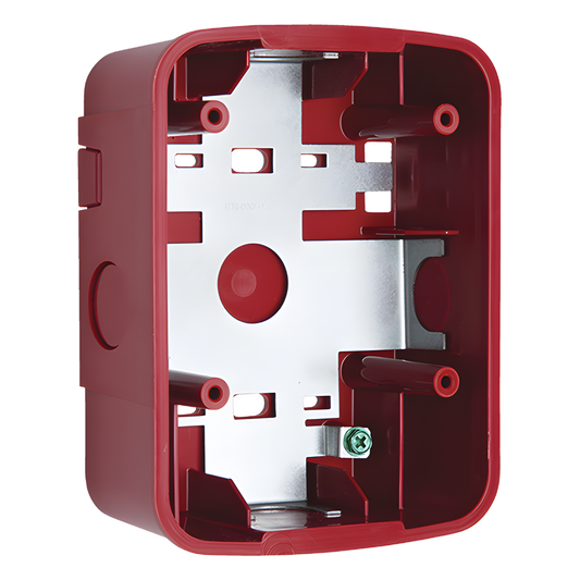Caja de Montaje en Pared para Bocina y Bocina con Lampara Estroboscopica y para montaje en Techo de Bocinas, Color Rojo