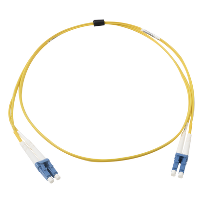Jumper de Fibra Óptica Monomodo (OS2), XGLO, Riser, LC/UPC-LC/UPC Duplex, OFNR, Color Amarillo, 1 Metro (3.28 Pies)