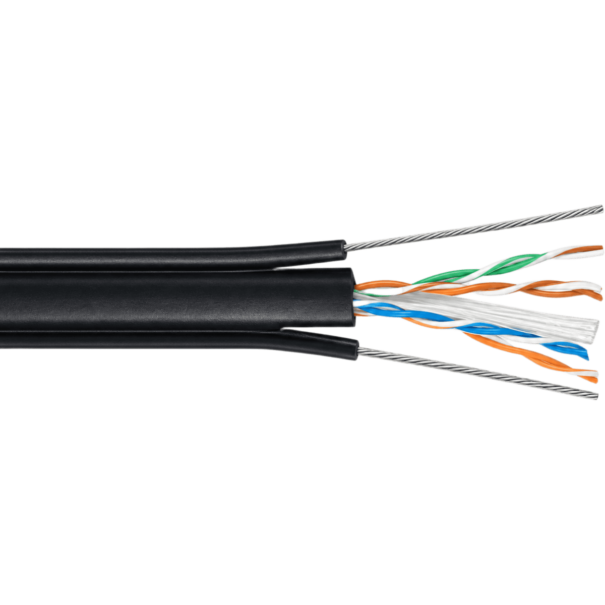 Bobina de Cable UTP Para Elevador de 305 Metros, 4 Pares, CAT6, Revestimiento de PVC con Doble Cable Mensajero, 23 AWG