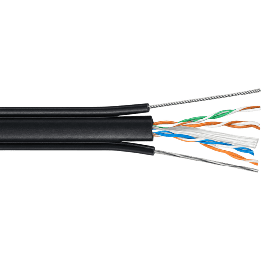 Bobina de Cable UTP Para Elevador de 305 Metros, 4 Pares, CAT6, Revestimiento de PVC con Doble Cable Mensajero, 23 AWG