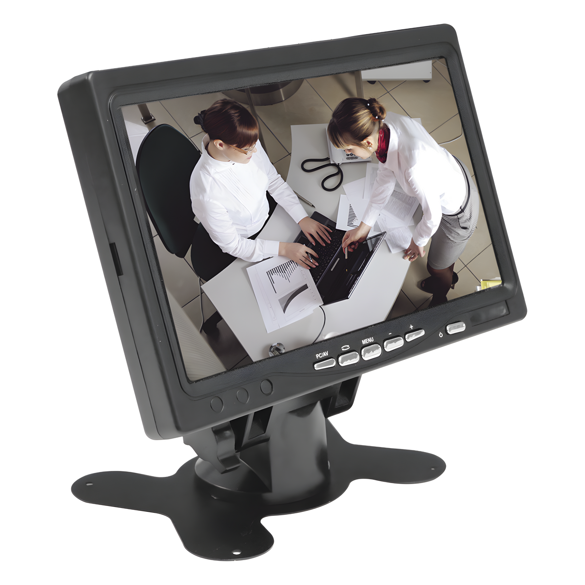 Monitor 7" TFT-LCD ideal para colocar en vehículos o DVR/NVR. Entradas de video HDMI, VGA y RCA (CVBS)