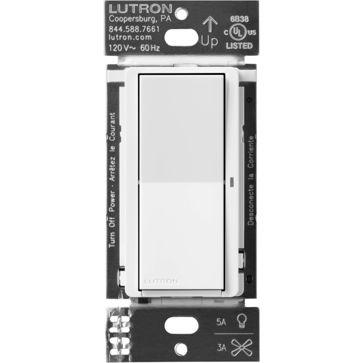 Interruptor de pared inteligente Claro on/off, 120 V con neutro, 5 A en LED y 600 W incandescente, funciona con control Pico y Smart Hub Caseta