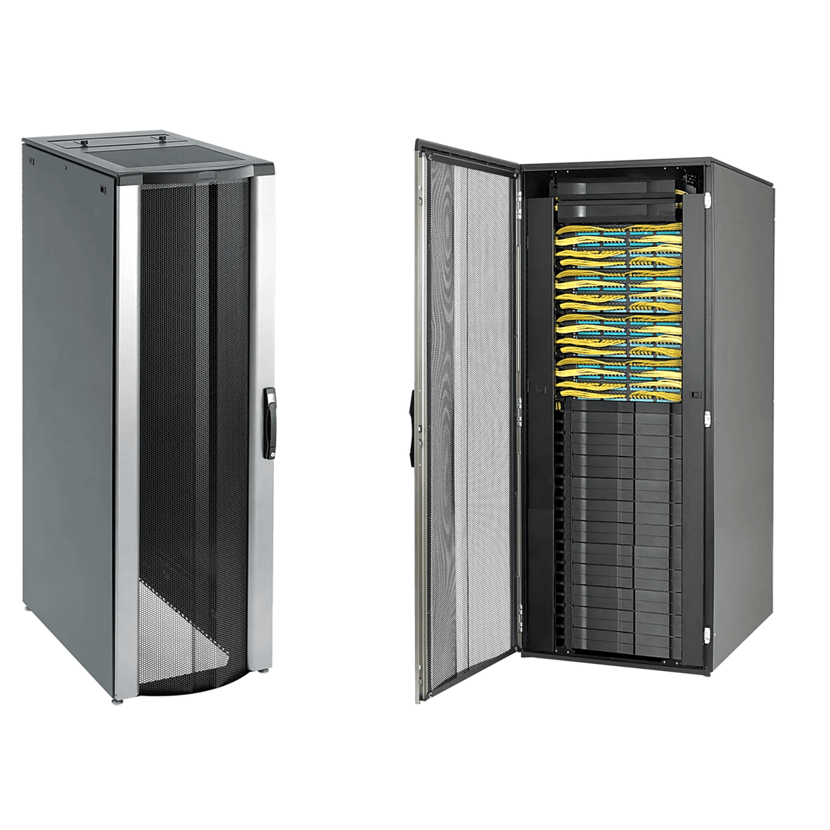 Gabinete Rack ProLine ConnecTek 42 UR / 2000 x 800 x 1100 mm Con Capacidad 1134 kg Acero, Color Negro Con Organizadores Laterales Frontal y Traseros