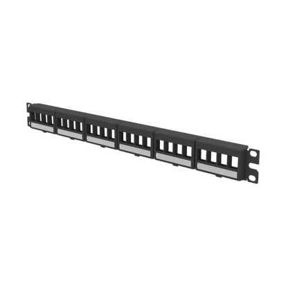 Panel de Parcheo Modular Keystone (Sin Conectores) con Placas de Acceso Frontal, de 24 Puertos, Espacio Para Identificación con Etiqueta Adhesiva, 1UR