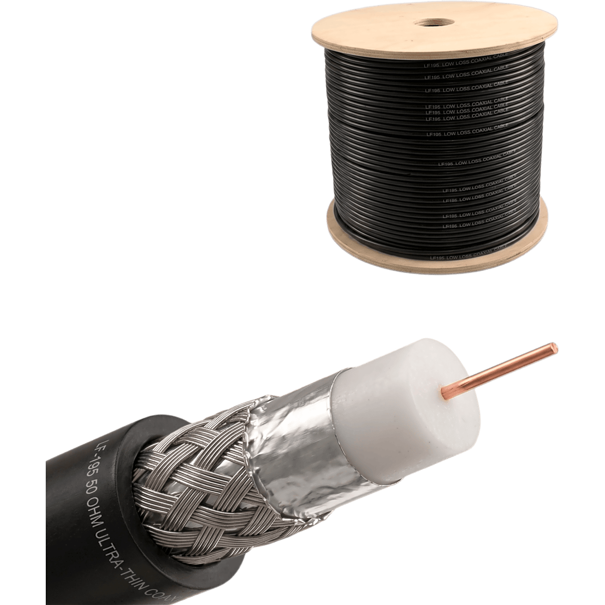 Rollo de 100 Metros de LP195 de 50 Ohms | Cable Coaxial Profesional