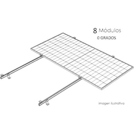 Kit Basel Sistema de Montaje Fotovoltaico Para 8 Módulos a 0° / Velocidad de Viento 170 km/h / Módulo 2.382 m x 1.134 m (7.81 ft x 3.72 ft)