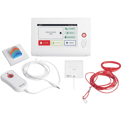 Kit de Habitación Hospitalaria PRO / Terminal IP 7" Táctil + Pulsador Cama IP67 + Luz Cuatricolor + Tirador Baño / Comunicación Paciente-Enfermero