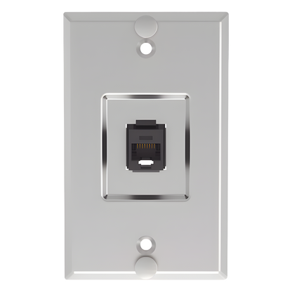 Placa de Pared Telefónica, Salida de 1 Puerto Keystone, con Jack Cat6 Estilo 110 de Impacto, de Acero Inoxidable