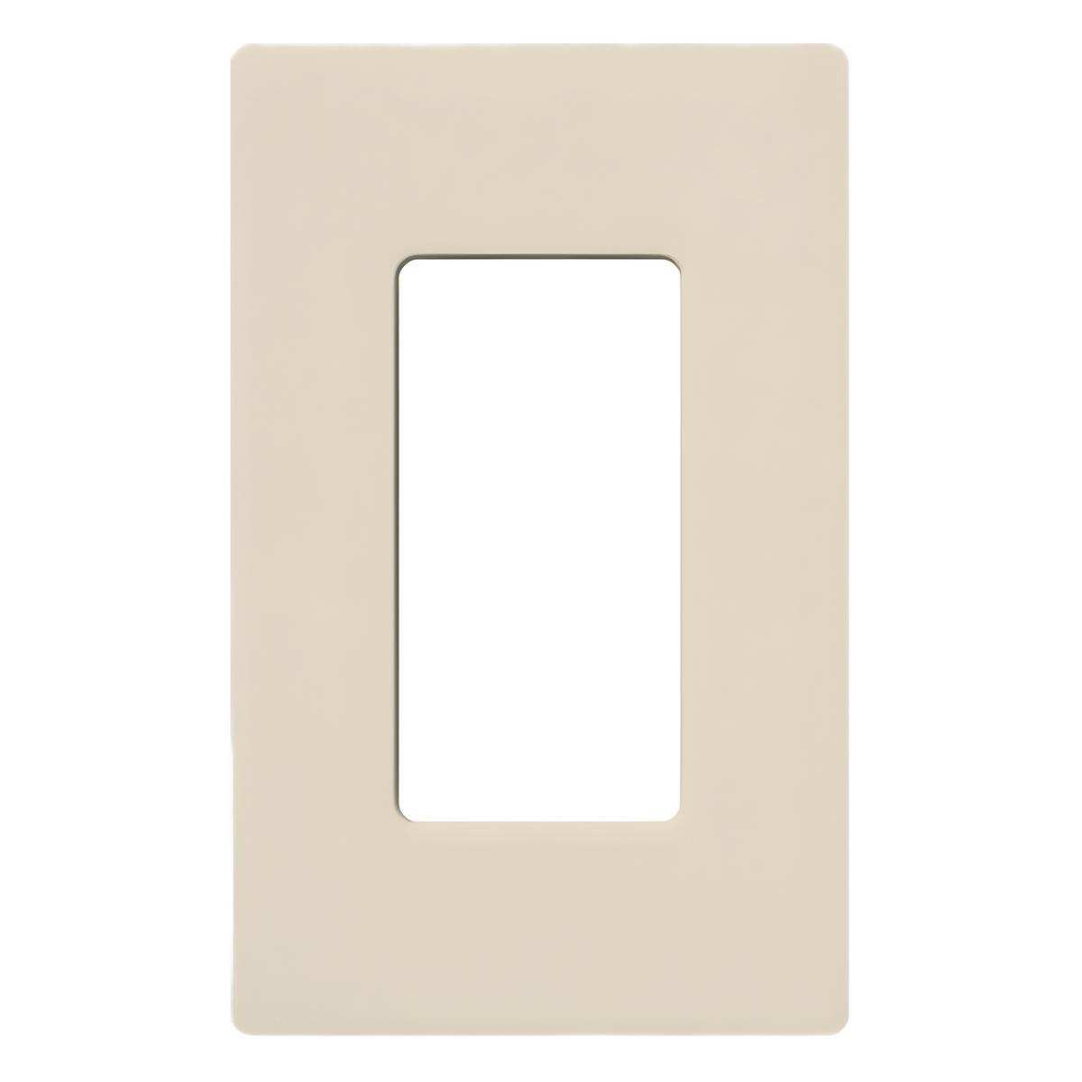 Placa de pared de 1 gang sin tornillos visibles, acabado brillante en color almendra claro (Light Almond), línea Claro para atenuadores