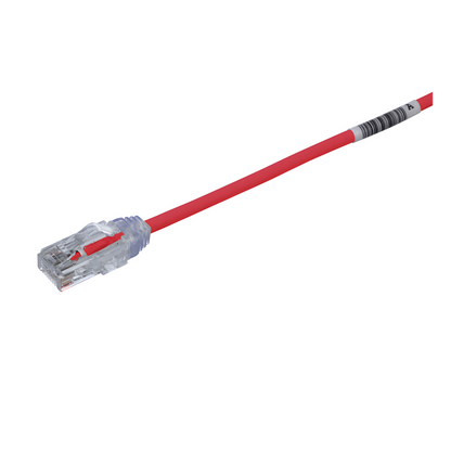 Cable de Parcheo TX6, UTP Cat6, Diámetro Reducido (28AWG), Color Rojo, 0.5 Metros (1.64 Pies)