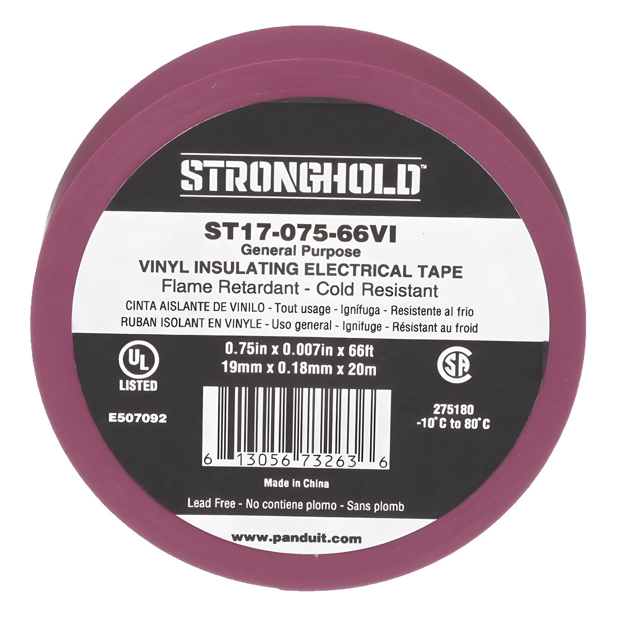 Cinta Eléctrica STRONGHOLD para Aislar, de PVC, Uso General Reparación y Mantenimiento, Grosor de 0.18mm (7 mil), Ancho de 19mm, y 20.12m de Largo