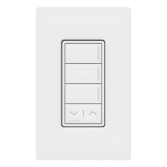 Botonera de pared Sunnata con 3 botones de escena y barra subir/bajar, retroiluminada, blanco, para RadioRA 3