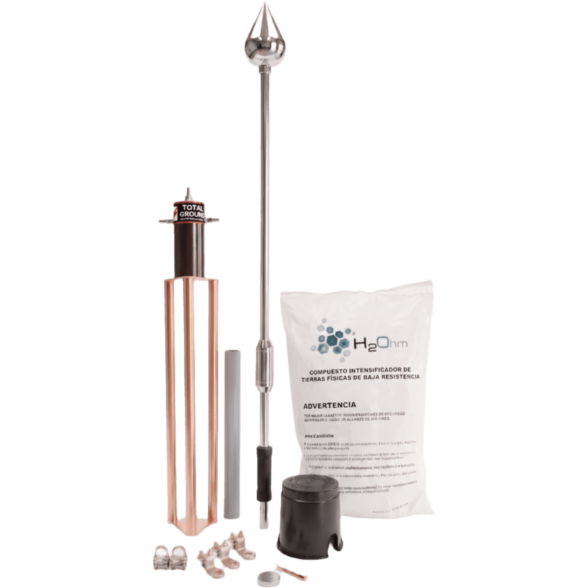 Kit Pararrayo con Punta de Aluminio con Avance de Cebado de 6 m. y Accesorios de Instalación en Torre