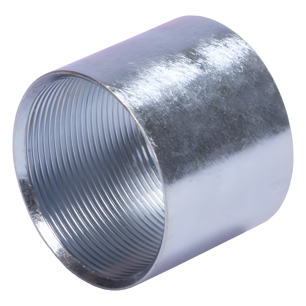 Cople 1" (25mm) pared gruesa con rosca galvanizado etiqueta amarilla