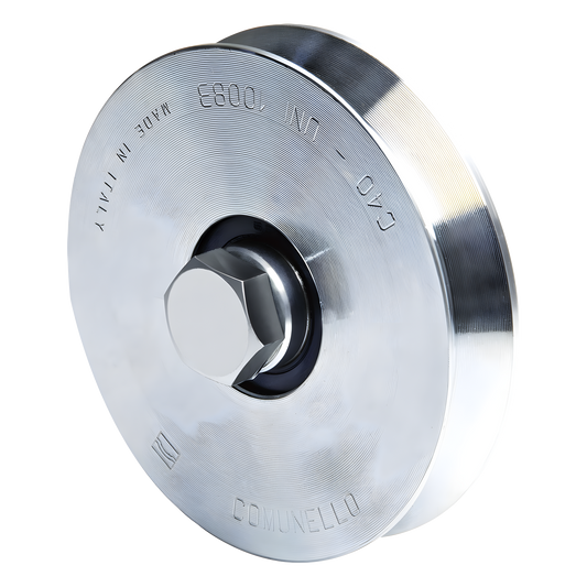 300V / Rueda de 14cm SIN Soporte Para Puertas Corredizas de hasta 270 Kg / Canal Tipo "V"