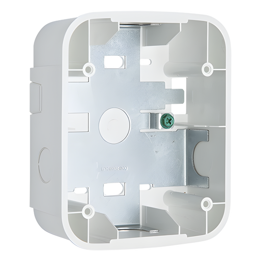Caja de montaje en superficie para pared, color blanco, compatible con sirenas, estrobos y campanas, Serie L