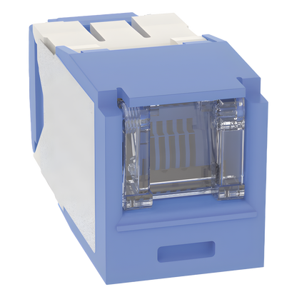 Conector Jack RJ45 Estilo TG con Ventana, Mini-Com, Categoría 6A, de 8 Posiciones y 8 Cables, Color Azul