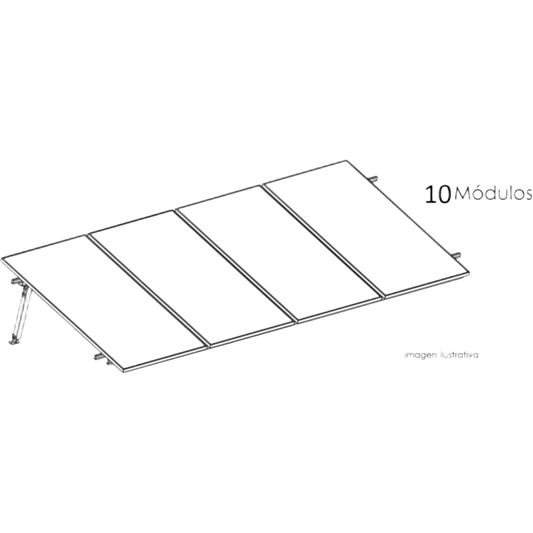 Kit Basel Sistema de Montaje Solar para 10 Módulos / Inclinación 10° / Para Módulo 645 W / Dimensiones del Módulo 2.382 m (7.8 ft) x 1.134 m (3.7 ft)