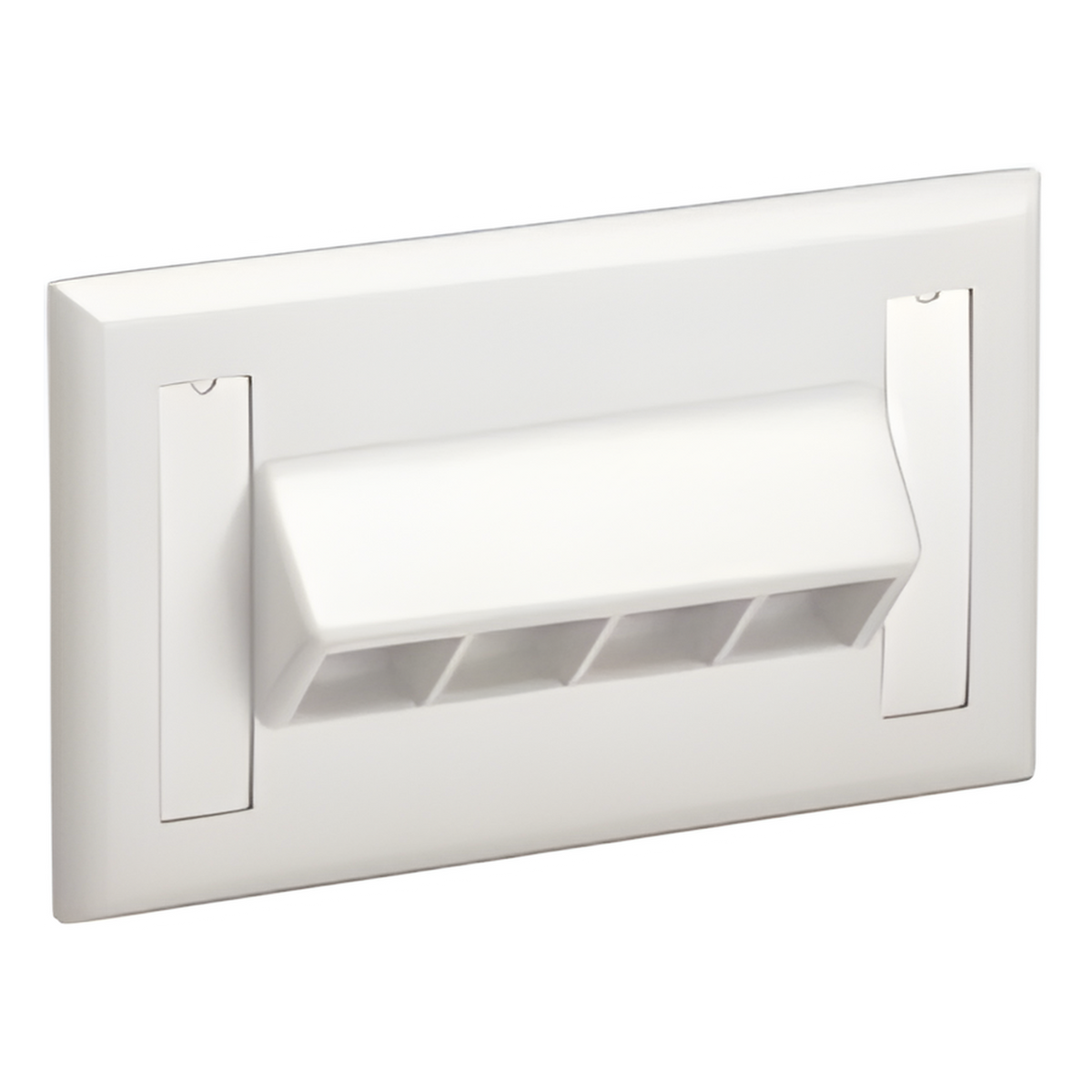 Placa de Pared Horizontal, Salida Para 4 Puertos Keystone, Con Espacios Para Etiquetas, Color Blanco Mate