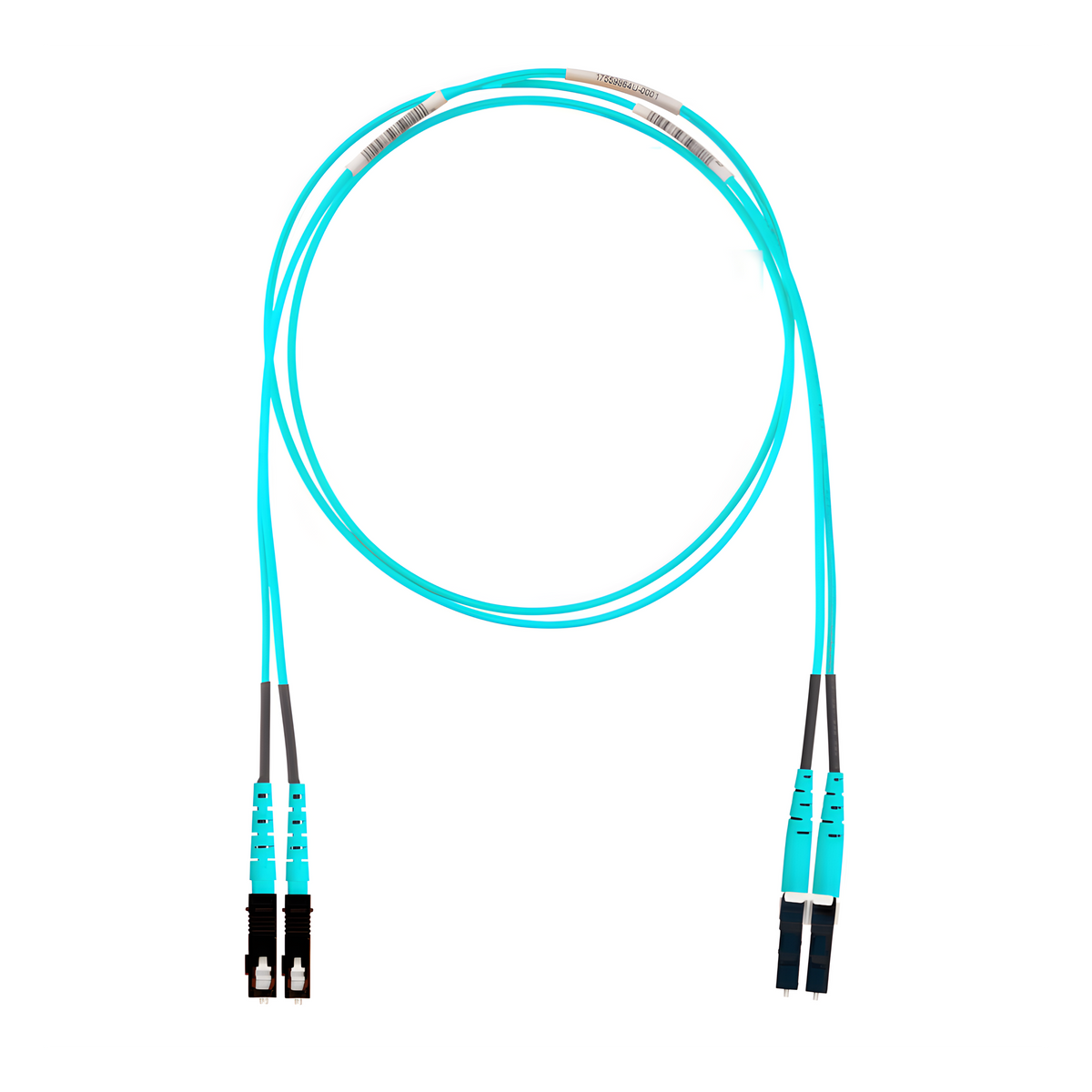 Jumper de Fibra Optica Multimodo 50/125 OM3, LC-SC Duplex, OFNR (Riser), Color Aqua, 15 Metros (49.21 Pies)