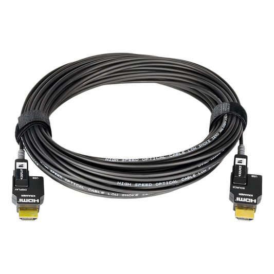 Cable Activo Óptico HDMI 4K 20 mts | 4K@60Hz 4:4:4 | 18 Gbps | Terminales Desmontables Micro-HDMI | Fibra Optica | Libre de Halógenos LSHF | Bañado