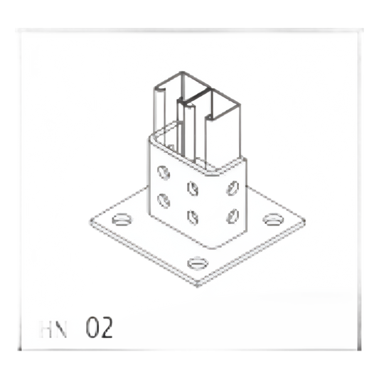 Base Cuadrada con 4 perforaciones para Perfil Doble.