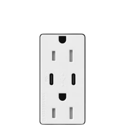 Tomacorriente receptáculo convencional 120V, 15A, color blanco.