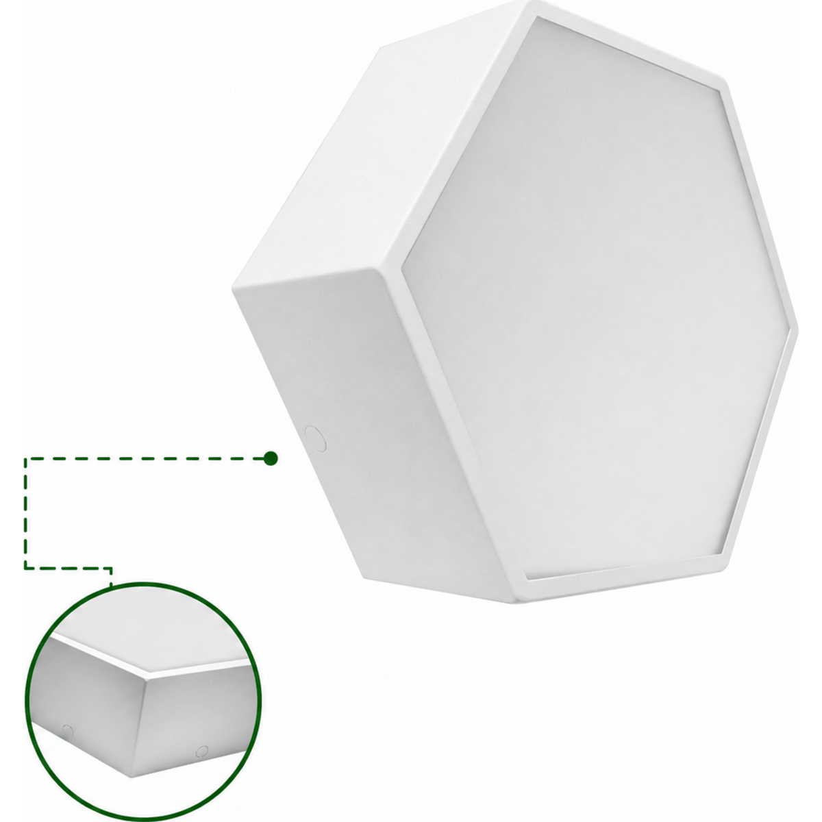 Lampara LED Poligonal de 18 W / 1 800 lm / 127-265V~50/60Hz / Acabado Blanco Mate / Angulo de Luz 140° / Dimensiones 230 x 60 mm (Largo y Alto)