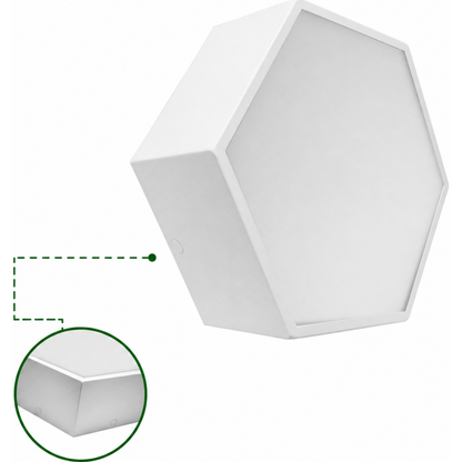 Lampara LED Poligonal de 18 W / 1 800 lm / 127-265V~50/60Hz / Acabado Blanco Mate / Angulo de Luz 140° / Dimensiones 230 x 60 mm (Largo y Alto)