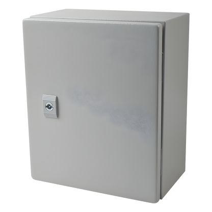 Gabinete de Acero IP66 Uso en Intemperie (250 x 300 x 150 mm) con Placa Trasera Interior Metálica y Compuerta Inferior Atornillable (Incluye Chapa y