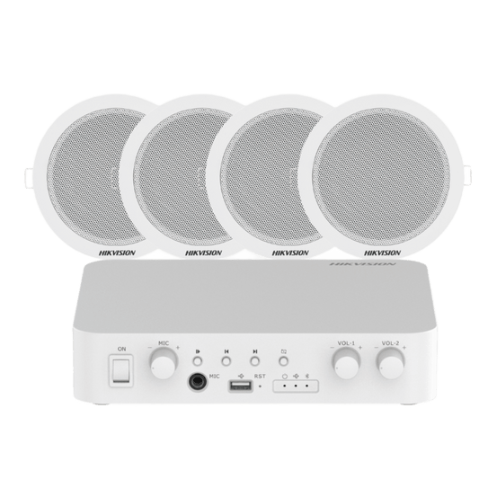 Kit de amplificador compatible con Spotify | bluetooth | 4 altavoces para plafón | sistema 100v | 2 canales con control de volumen independiente |