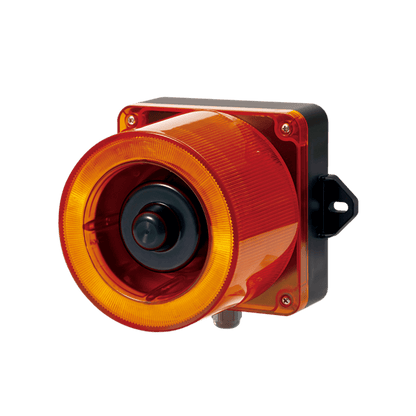 Combinacion de baliza LED color Ámbar y sirena electrónica de 31 tonos resistente a la intemperie de volumen máx. 123 dB a 12-24 VCD