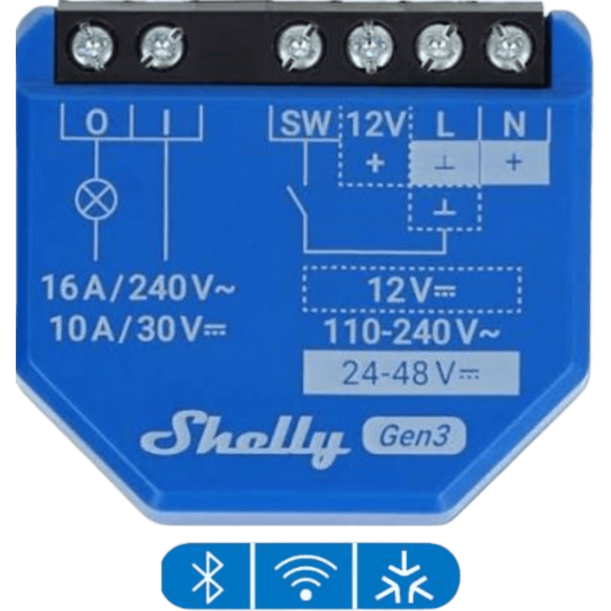 Relevador inalámbrico inteligente 16A, 110-230 V, 1 salida de contacto seco, compatible con asistente de voz Alexa, Google Home