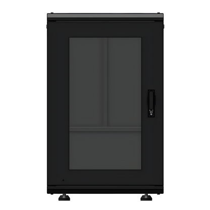 Gabinete Rack 19 Pulgadas / 18 Unidades / Piso / Puerta de Cristal / Acero Calibres 16-18-20 / Capacidad 750 kg (1653.5 lb) / Dimensiones 60 cm (23.6