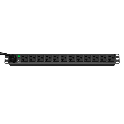 PDU ES2P Básico para Distribución de Energía, Enchufe de Entrada NEMA 5-15P, Con 12 Contactos NEMA 5-20R, Instalación Horizontal de 19in, 1UR, 15