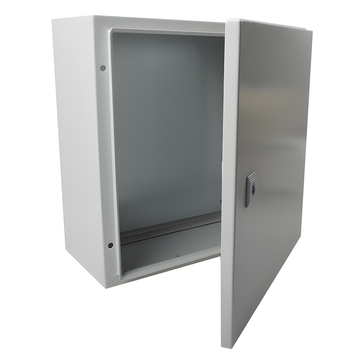 Gabinete de Acero IP66 Uso en Intemperie (400 x 400 x 200 mm) con Placa Trasera Interior de Metal y Compuerta Inferior Atornillable (Incluye Chapa y